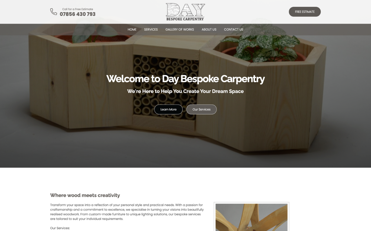 Day Bespoke Carpentry website screenshot