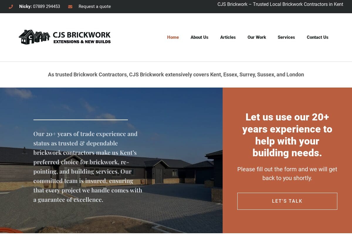 CJS Brickwork website screenshot