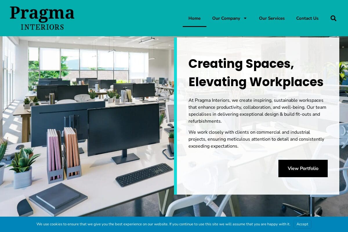 Pragma Interiors website screenshot